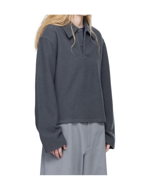 Rier Blue Long-Sleeved Polo Shirt