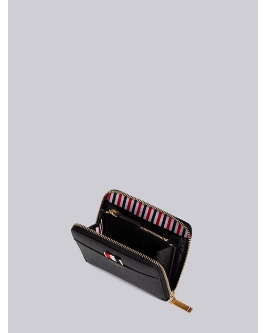 Thom Browne Black Logo Embossed Zipped Wallet