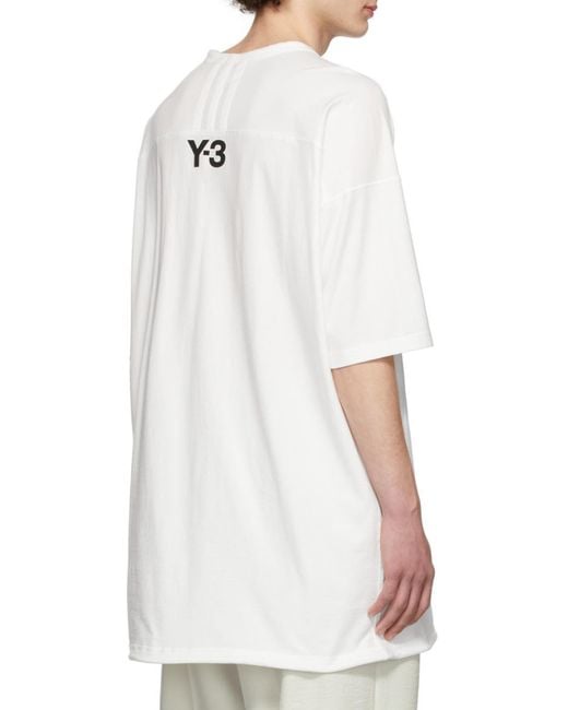 Y-3 White Logo Printed Crewneck T-Shirt for men