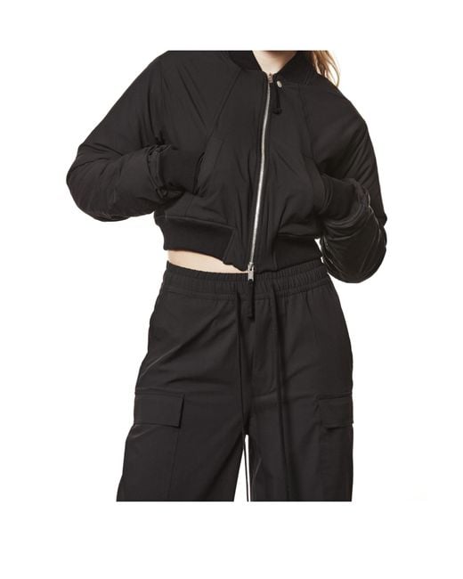 Thom Krom Black Zip-Up Ruched Bomber Jacket