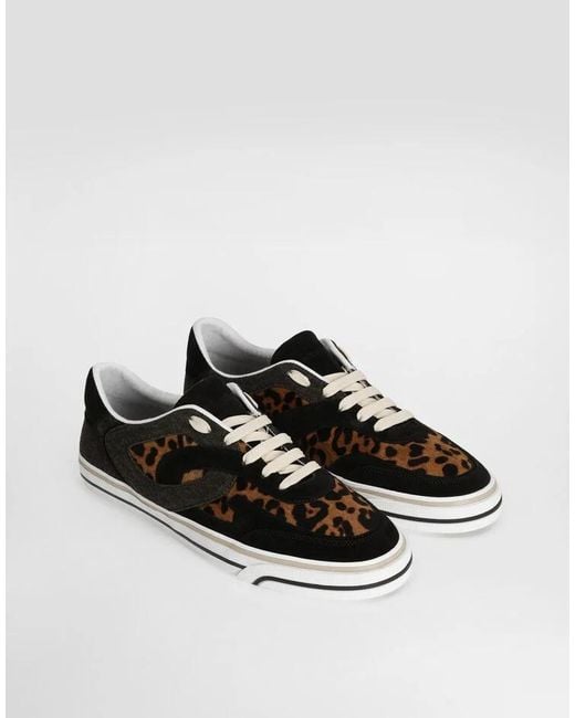 Dolce & Gabbana Black Animal-Pattern Low-Top Sneakers for men