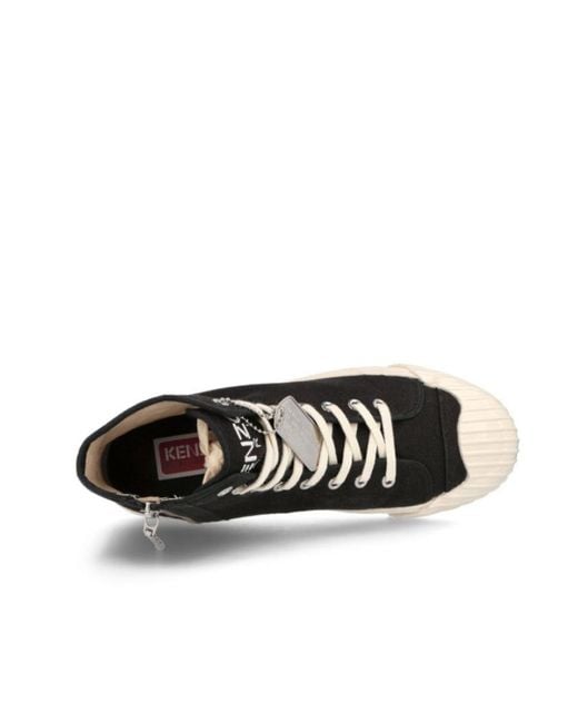 KENZO Black Boke Flower Embroidered High-Top Sneakers for men