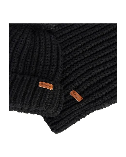 Barbour Black Ribbed Knit Beanie