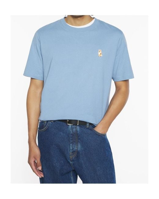 Maison Kitsuné Blue Maison Kitsuné Standing Fox Comfort T-Shirt for men