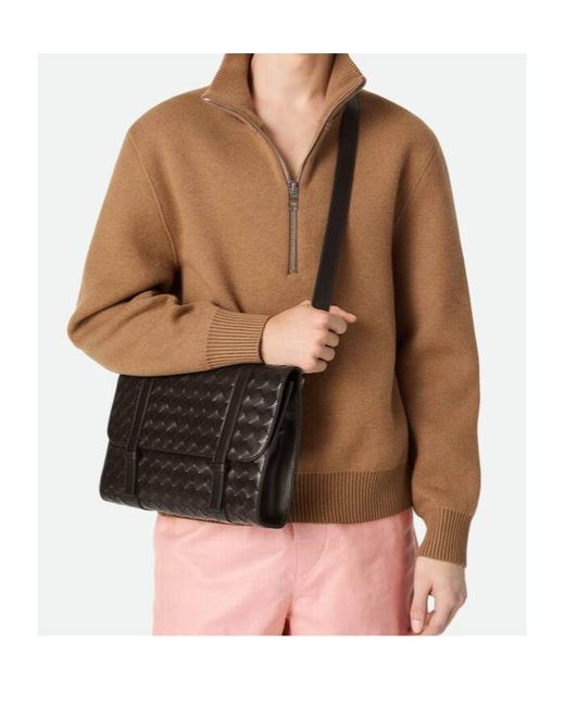Bottega Veneta Black Piccolo Portfolio Crossbody Bag for men