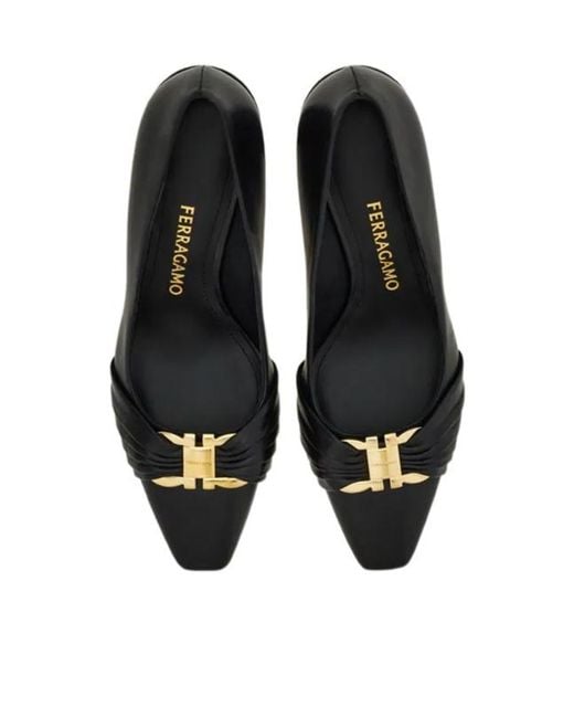 Ferragamo Black Gancini Decorated High Heels