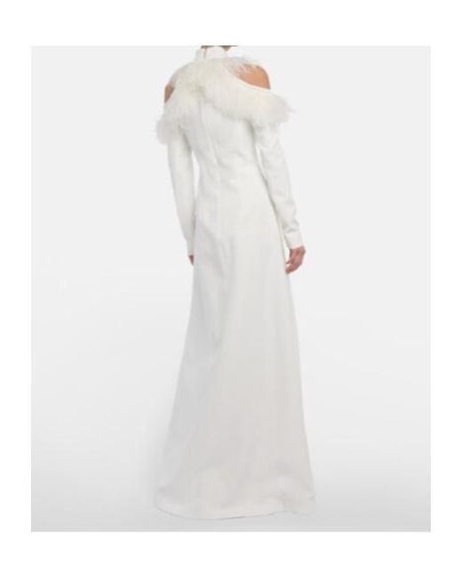 Christopher Kane White Feather-Embellished Crepe Dress