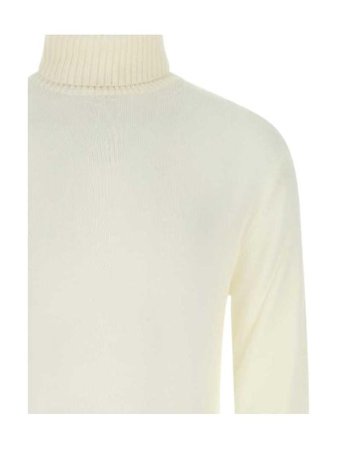 Jil Sander White Roll-Neck Long-Sleeved Knitted Sweater for men