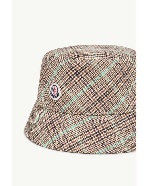 Moncler White Checked Bucket Hat