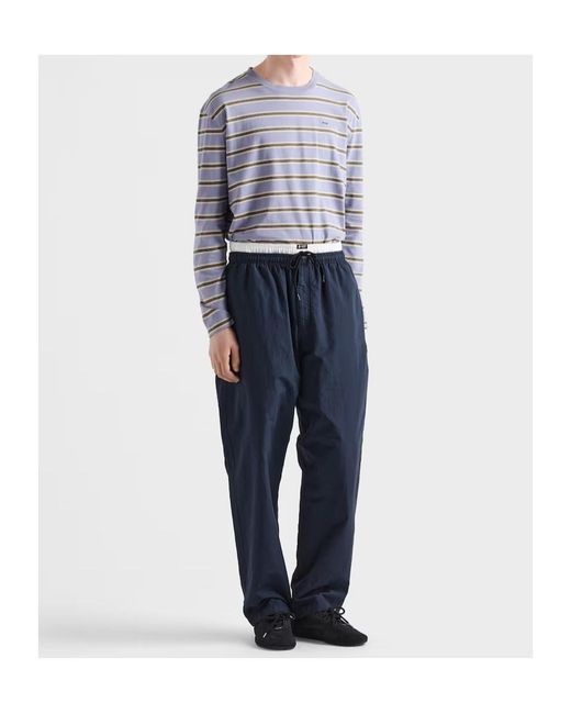 Prada Blue Linen Blend Pants for men