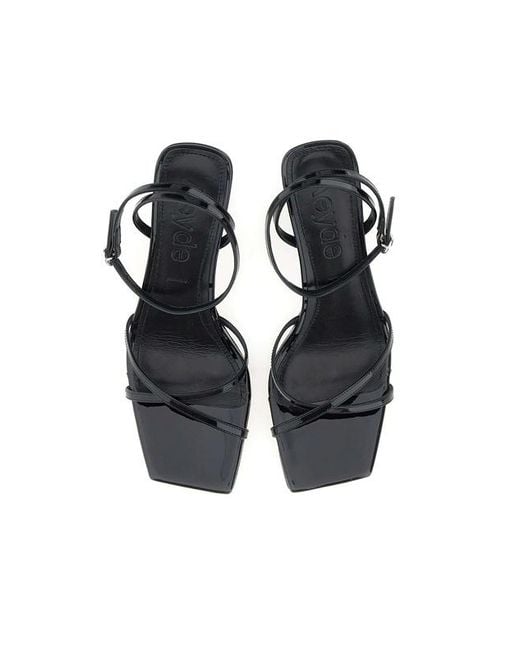 Aeyde Black Criss-Cross Strap Sandals
