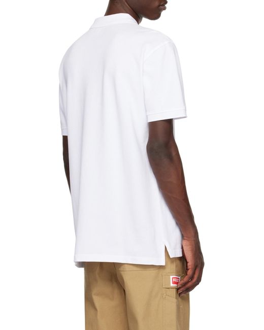 KENZO White Logo Embroidered Short-Sleeved Polo Shirt for men