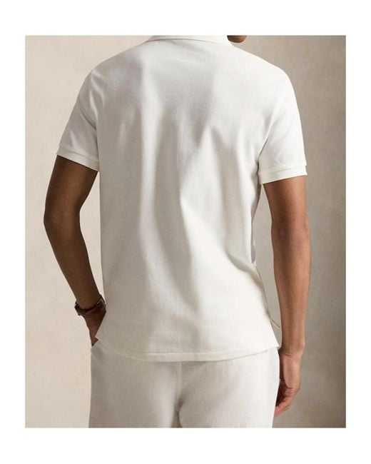 Polo Ralph Lauren White Custom Fit Logo Polo Shirt for men