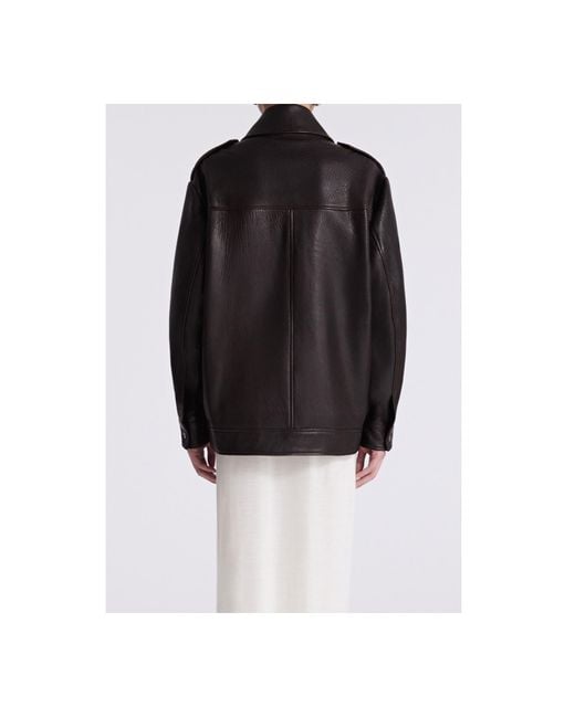 Nour Hammour Black Long-Sleeved Leather Jacket