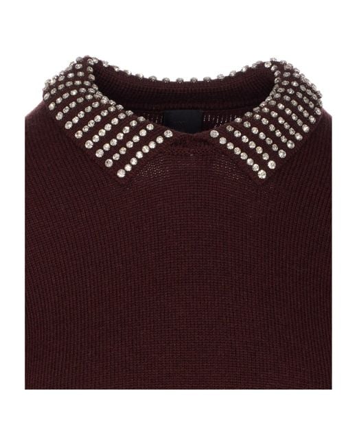 Pinko Black Embellished Collar Knitted Jumper