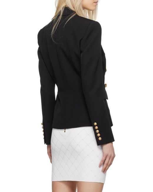 Balmain Black Double-Breasted Tailored Blazer