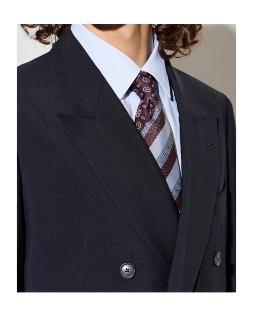 Etro Blue Paisley Stripe Tie for men