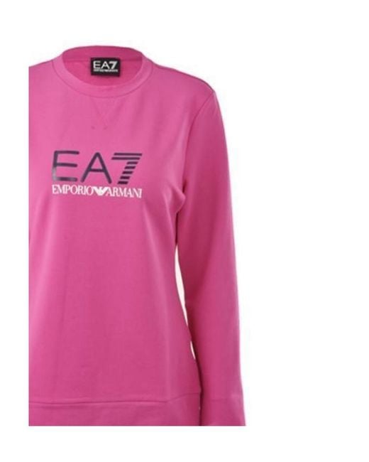 EA7 Pink Round-Necked Logo Sweater