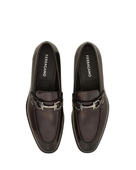 Ferragamo Black Loafer With Gancini Buckle for men