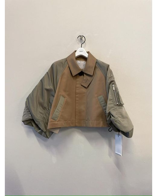 Sacai Natural Button Detailed Cropped Jacket