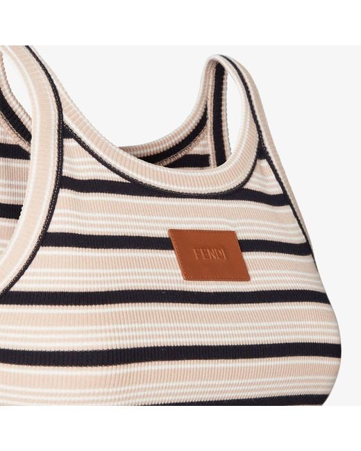 Fendi Multicolor Striped Ribbed-Knit Tank Top