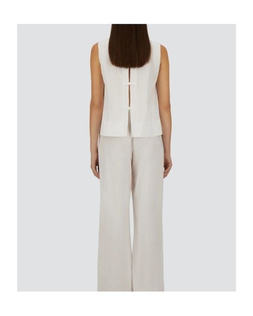 Herno White Straight Hem Sleeveless Top