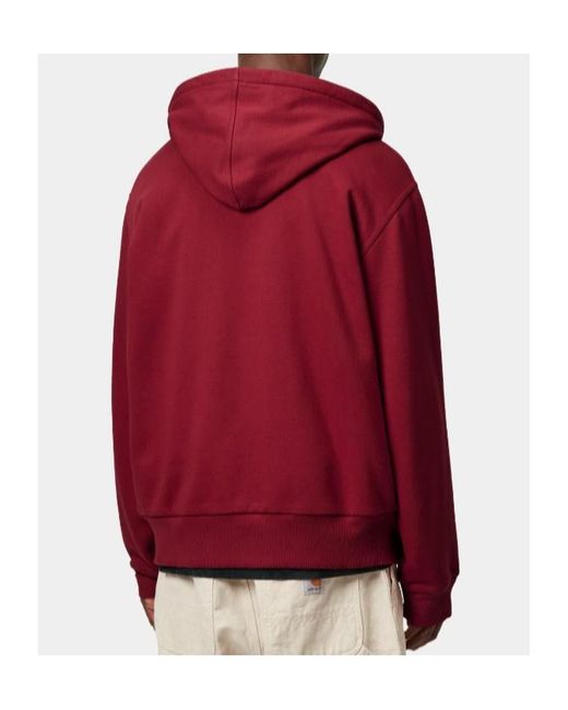 Carhartt Red Logo Patch Zipped Hoodie for men