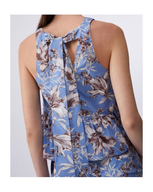 Liu Jo Blue Bow-Back Peplum Sleeveless Top
