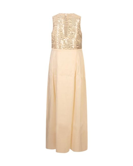Peserico Natural Aurea Sequin Bodice Dress