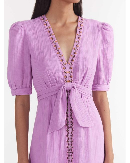 Saloni Purple V-Neck Dress