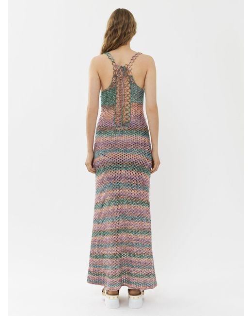 Chloé Gray Chloé Striped Sleeveless Knit Dress