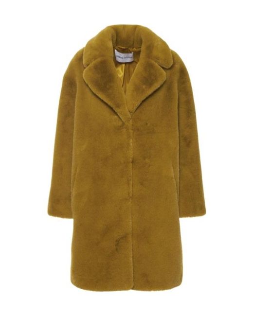 Stand Studio Green Long-Sleeved Faux Fur Coat