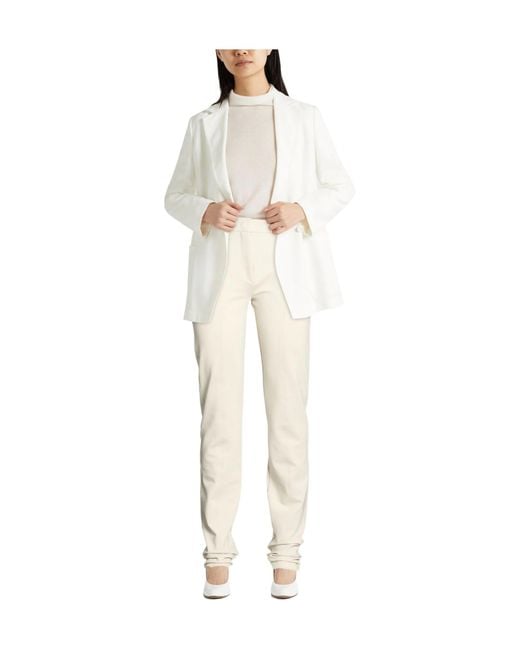 Sportmax White Solid Simple Straight-Leg Pants