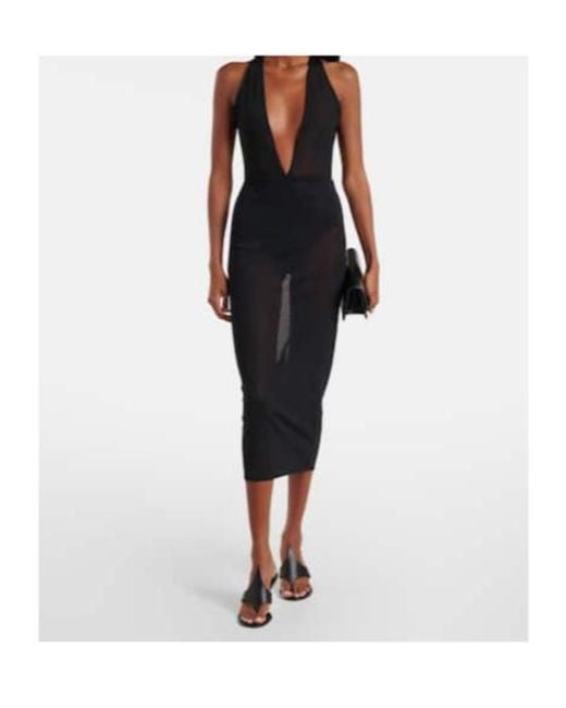 Alex Perry Black Sheer Midi Dress