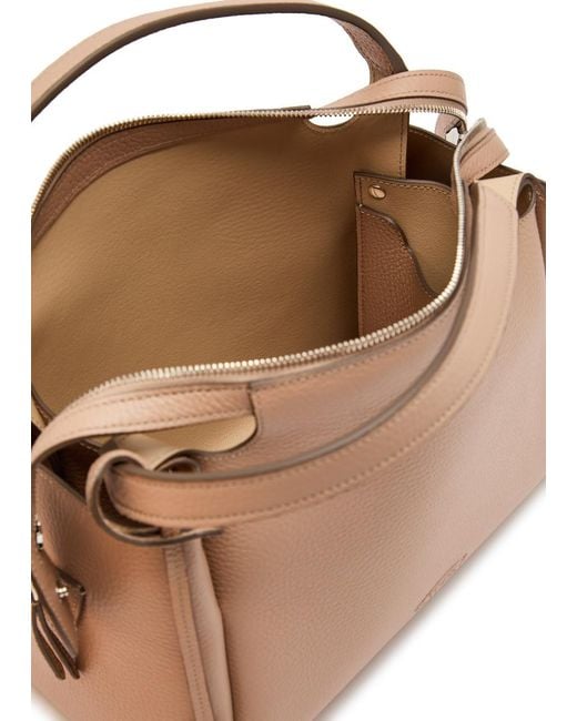 Tod's Brown Grained Leather Top Handle Bag