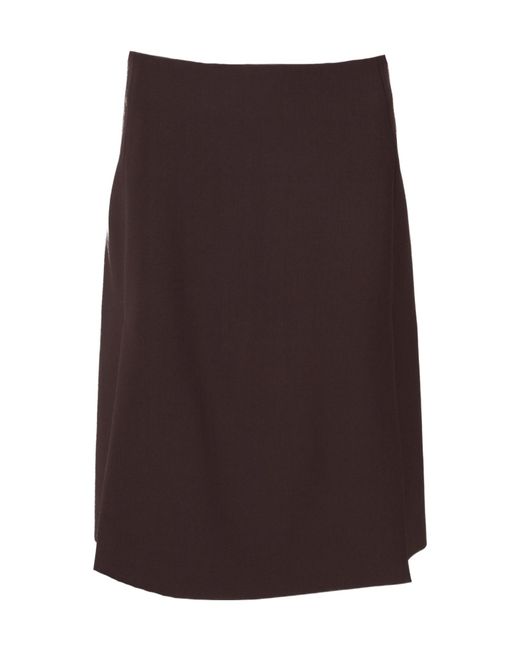 P.A.R.O.S.H. Brown Wool-Blend Midi Skirt