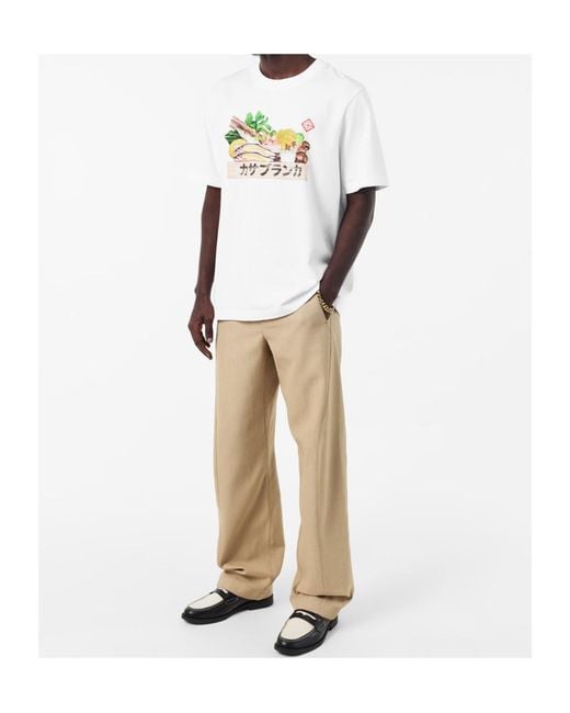 Casablanca White Round-Neck Printed T-Shirt for men