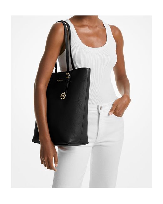 MICHAEL Michael Kors Black Quinn Large Pebbled Leather Tote Bag