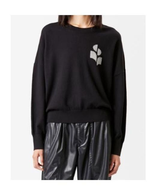 Isabel Marant Black Marisans Sweater With Lurex Logo Intarsia