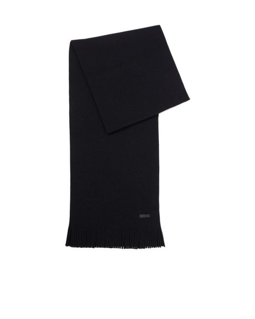 Boss Blue Boss Logo Patch Raschel Knitted Scarf for men