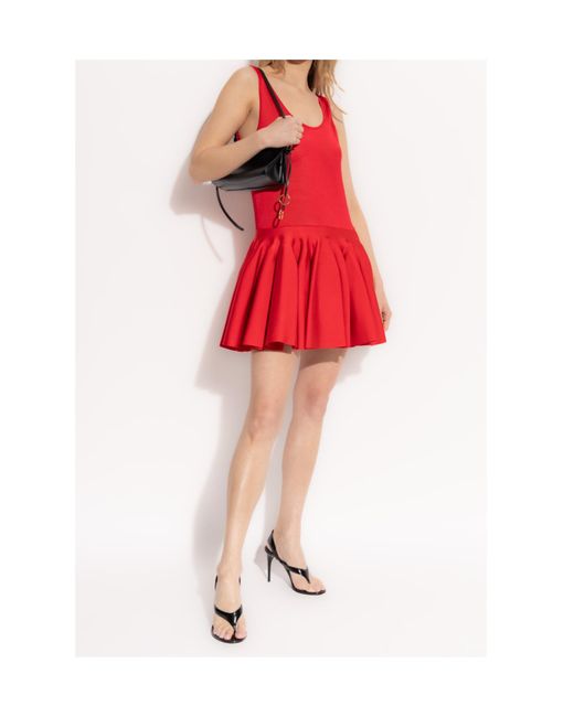 Alaïa Red Knitted Godet Mini Dress