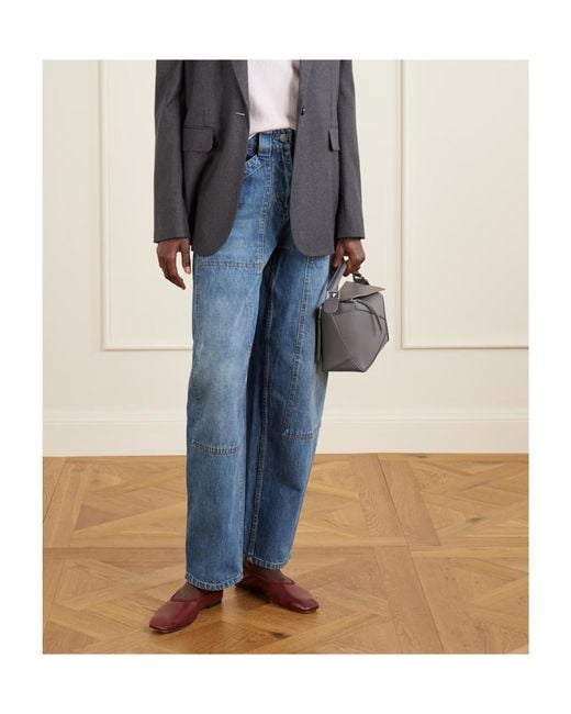 Co. Blue Paneled Mid-Rise Barrel-Leg Jeans