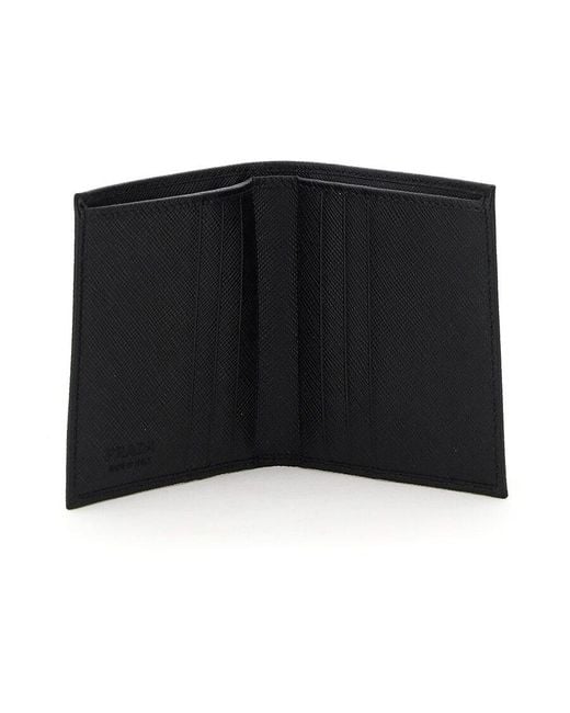 Prada Black Triangle Logo Bifold Wallet for men
