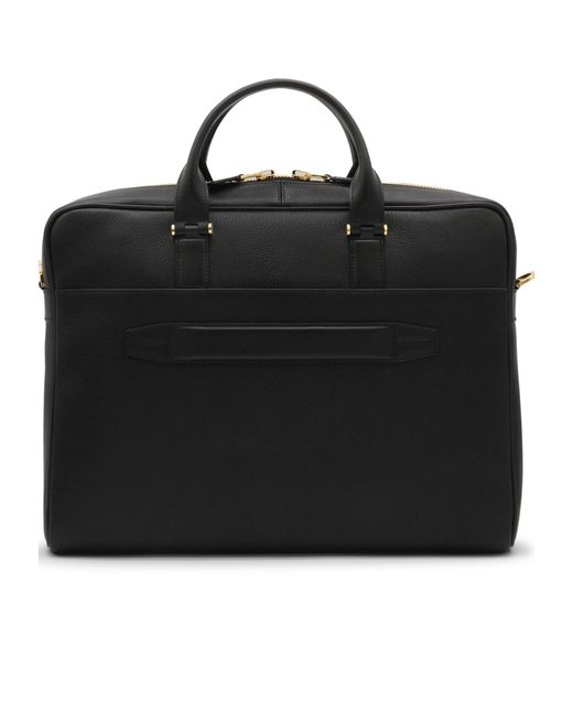 Tom Ford Black Logo Printed Zipped Briefcase for men