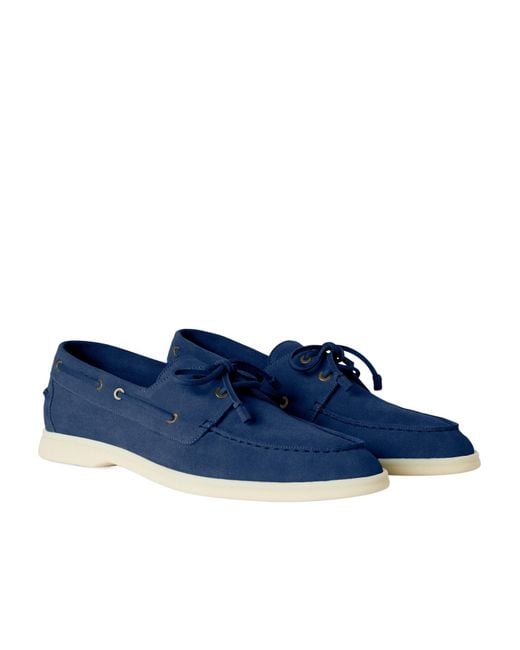 Loro Piana Blue Sea-Sail Walk Lace-Up Loafers for men
