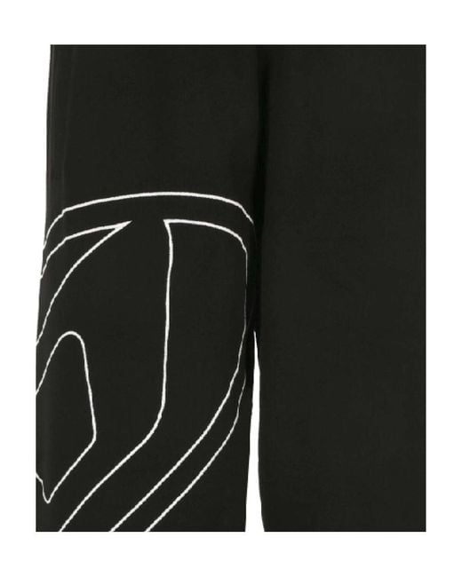 DIESEL Black Oval-D Logo Embroidered Track Pants for men