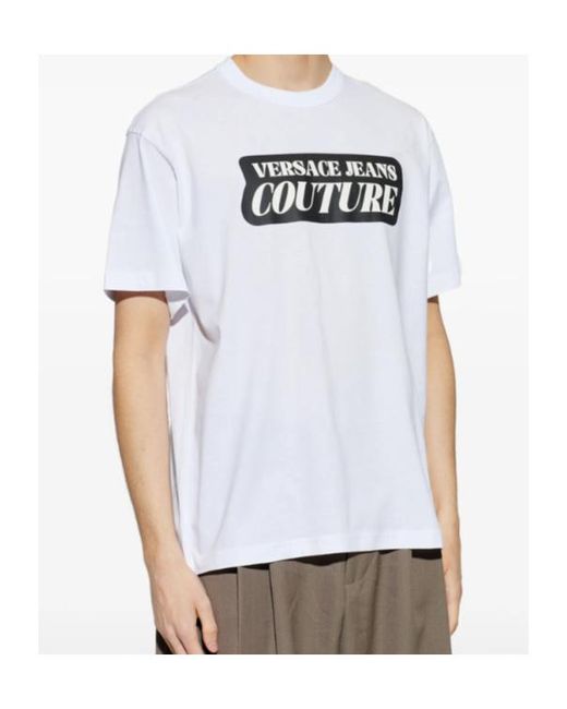 Versace White Jeans Couture Logo Printed Crewneck T-Shirt for men