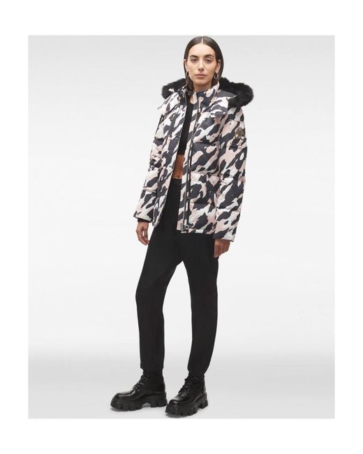 Moose Knuckles White Camouflage Printed Down Jacket