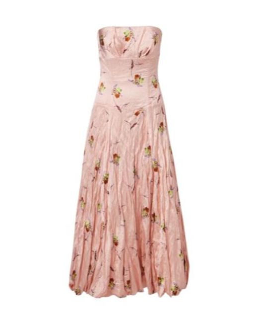 Emilia Wickstead Pink Kaia Floral Satin Bustier Dress