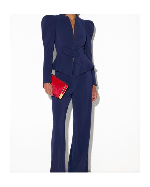 Elisabetta Franchi Blue Lightweight Crêpe Jacket With Bow